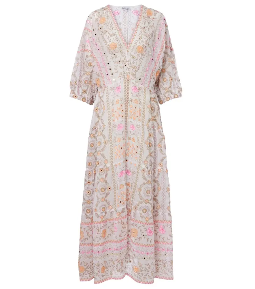 Juliet Dunn Embellished floral cotton maxi dress