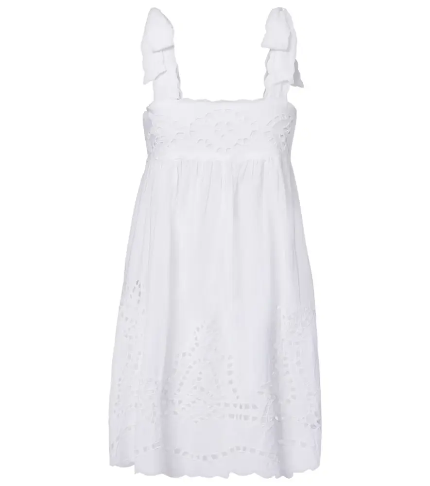 Juliet Dunn Broderie anglaise scalloped cotton minidress
