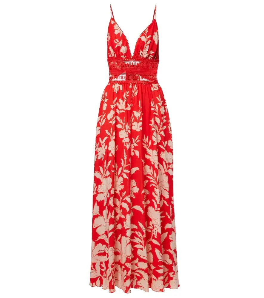 Poupette St Barth Havana crochet-trimmed floral maxi dress
