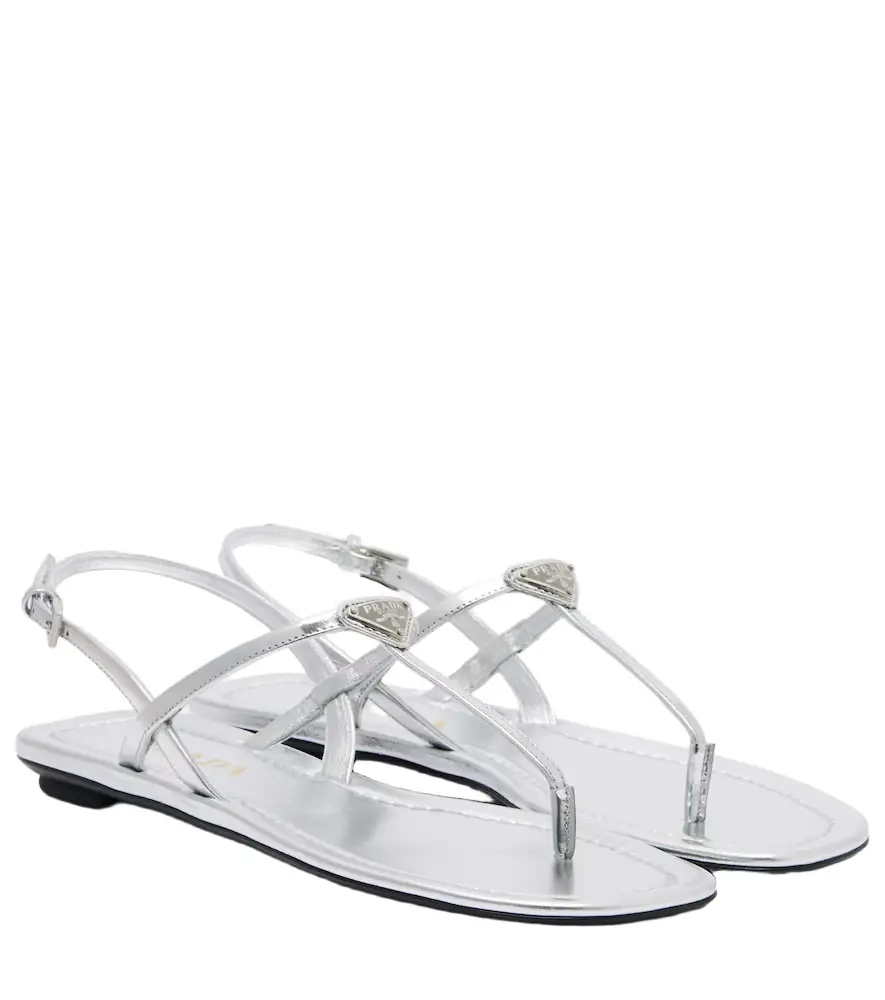 Prada Metallic leather sandals
