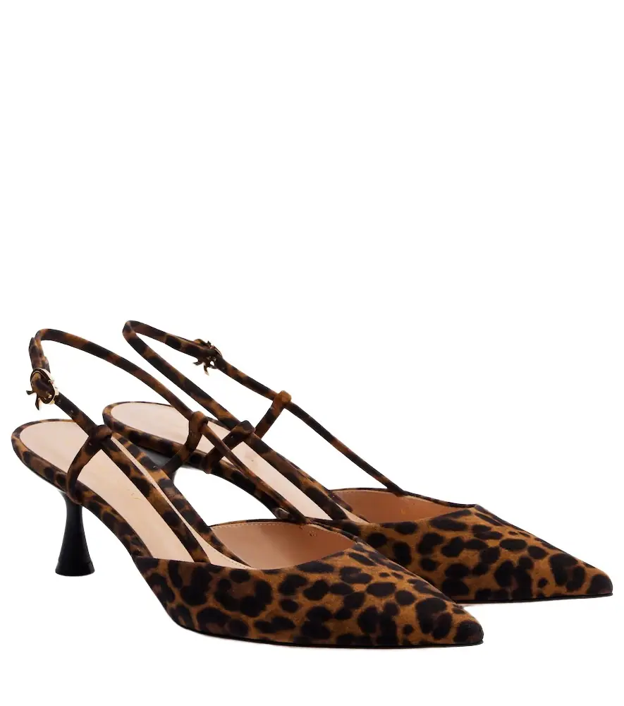 Gianvito Rossi Ascent leopard-print suede slingback pumps