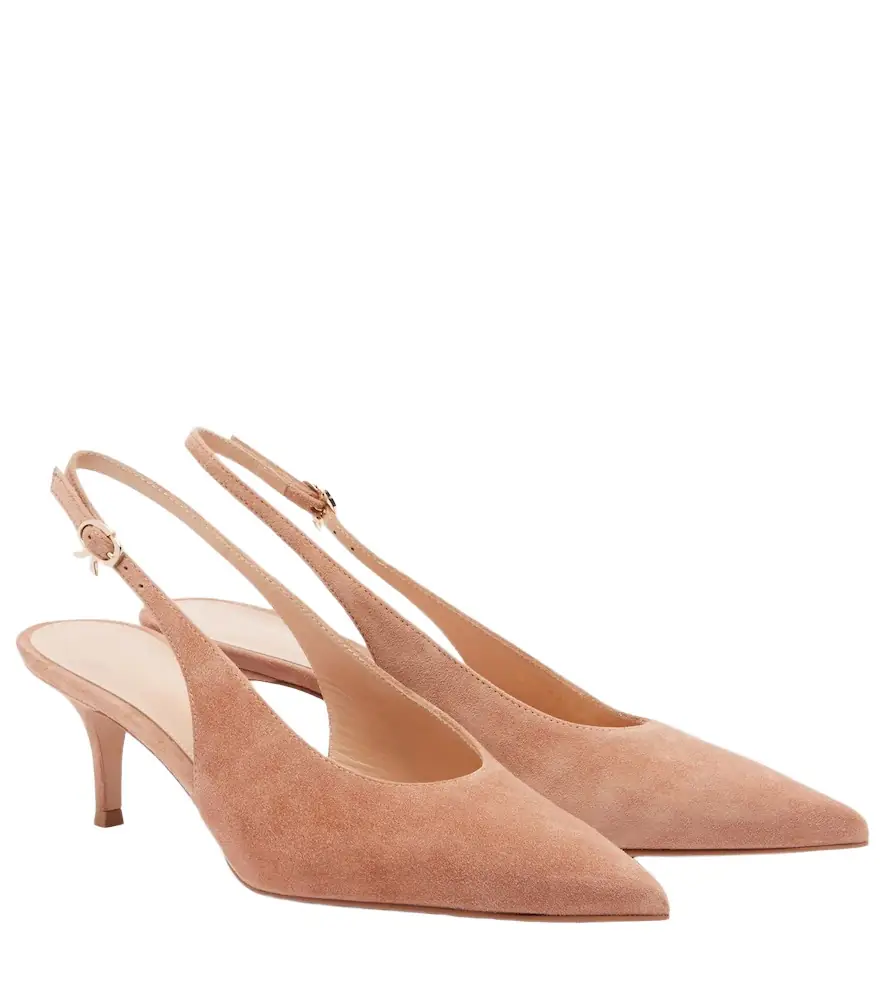 Gianvito Rossi Robbie suede slingback pumps