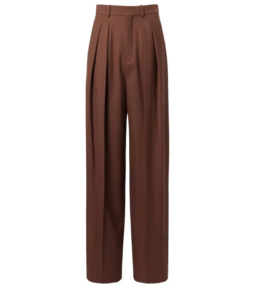 Saint Laurent Pleated wool gabardine wide-leg pants