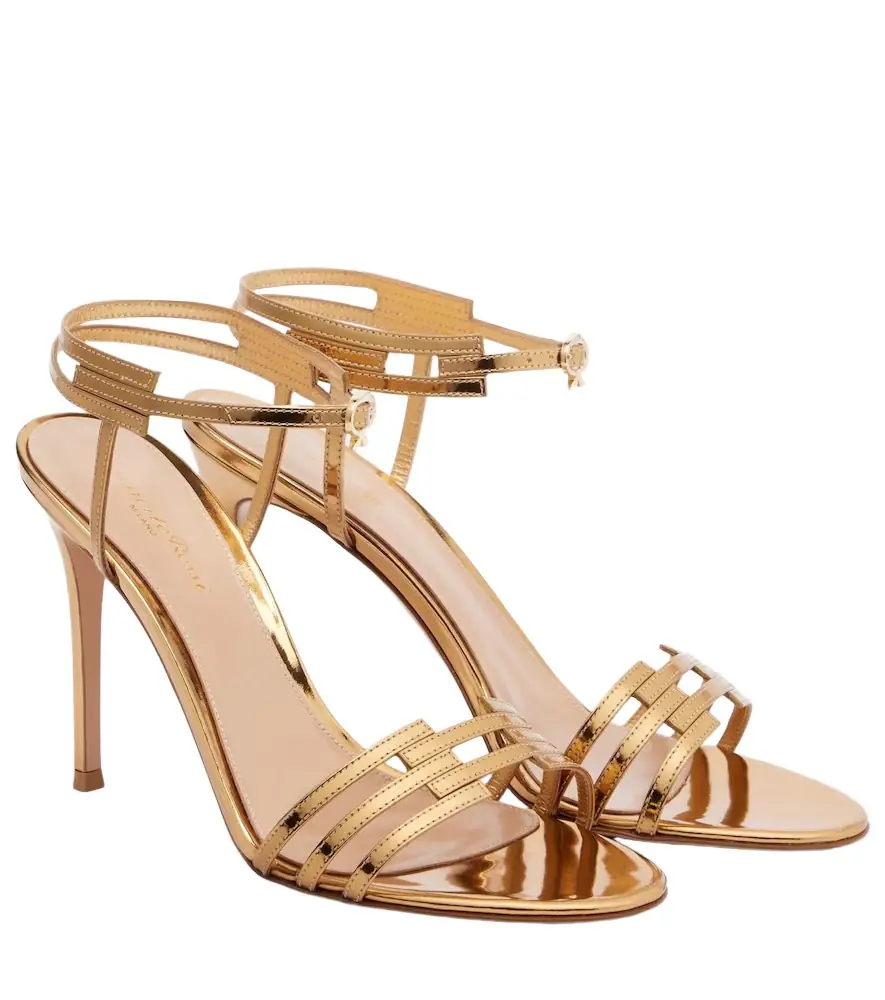 Gianvito Rossi Metallic leather slingback sandals