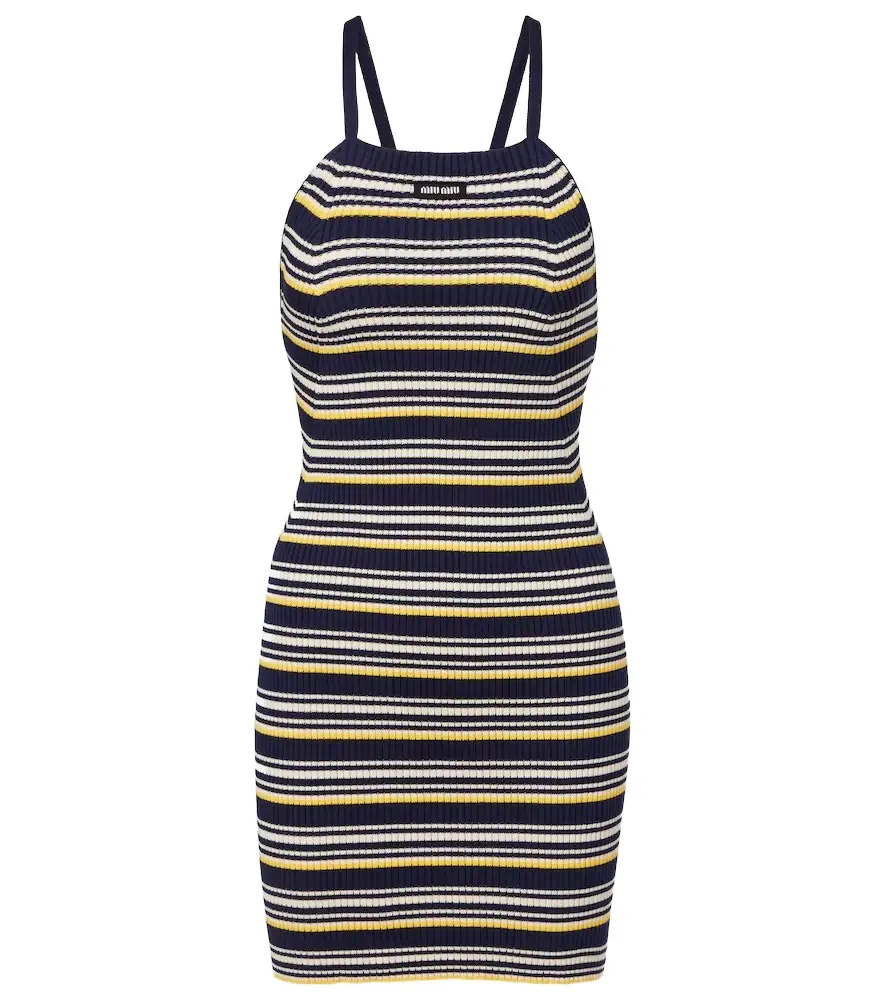 Miu Miu Striped cotton-blend minidress