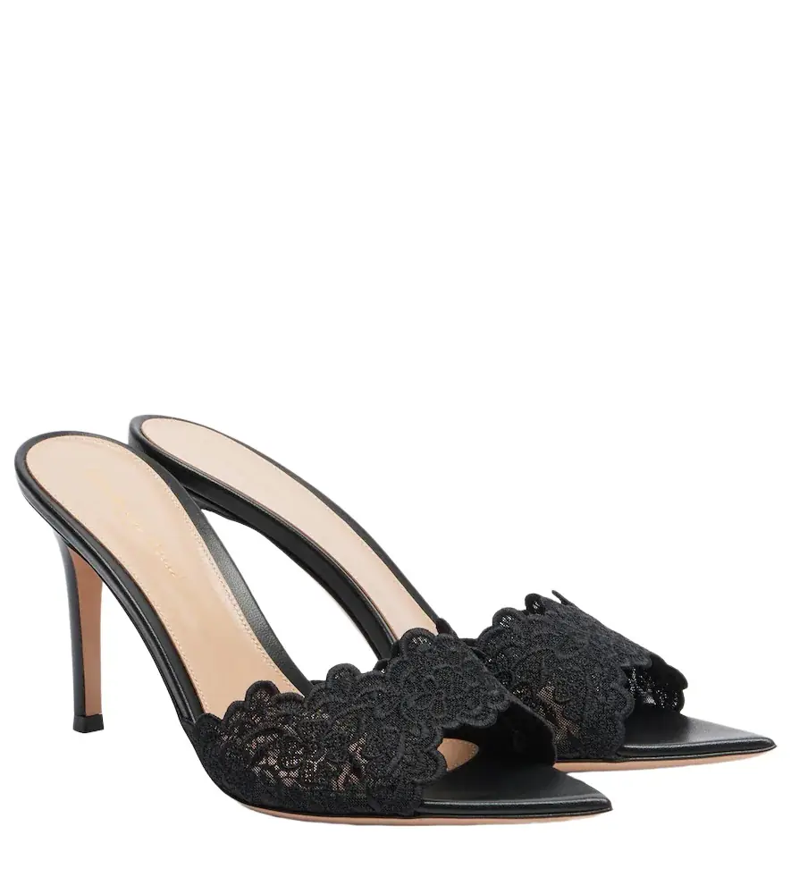 Gianvito Rossi Yvonne lace mules
