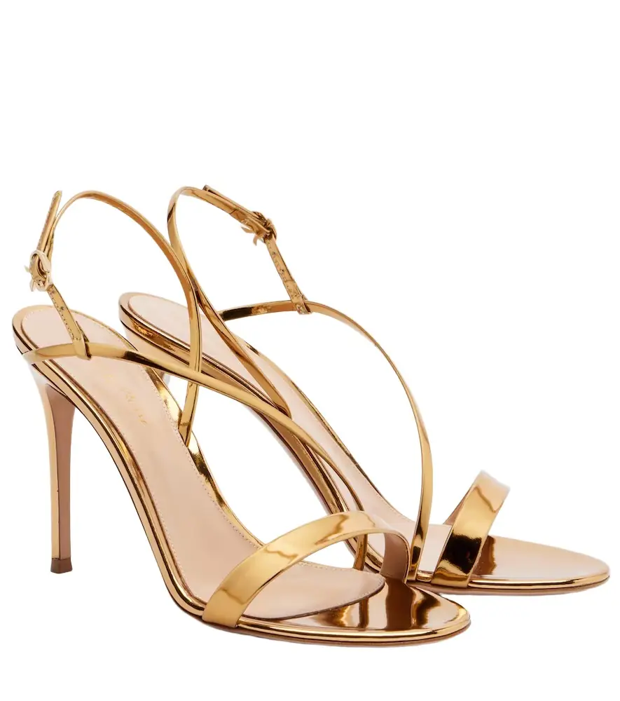 Gianvito Rossi Metallic leather slingback sandals