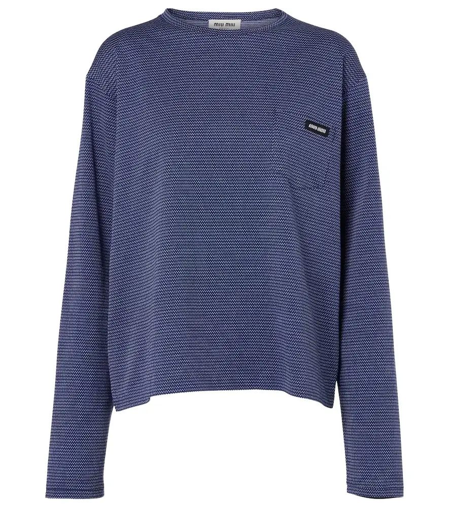 Miu Miu Striped jacquard cotton jersey T-shirt