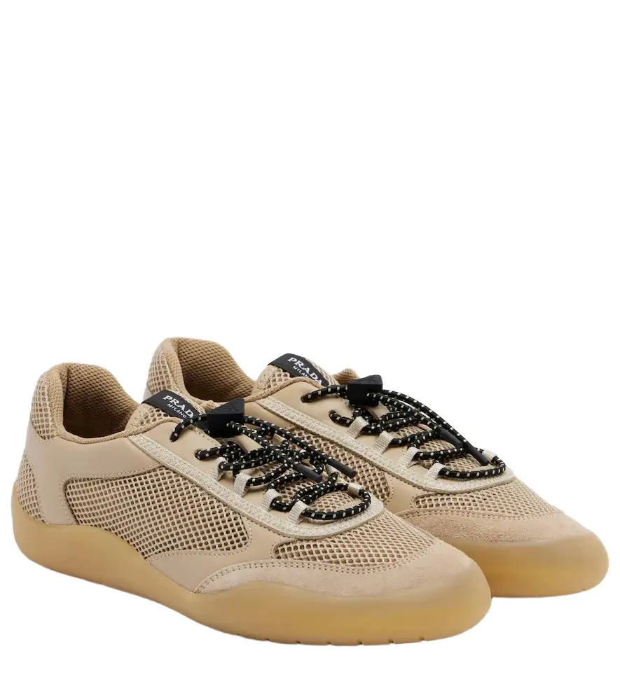 Prada Speedrock leather-trimmed sneakers