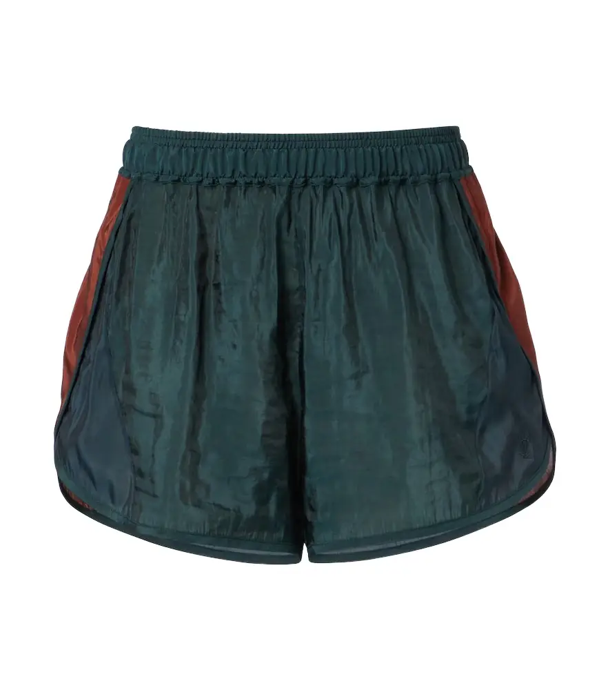 Saint Laurent Colorblocked taffeta shorts