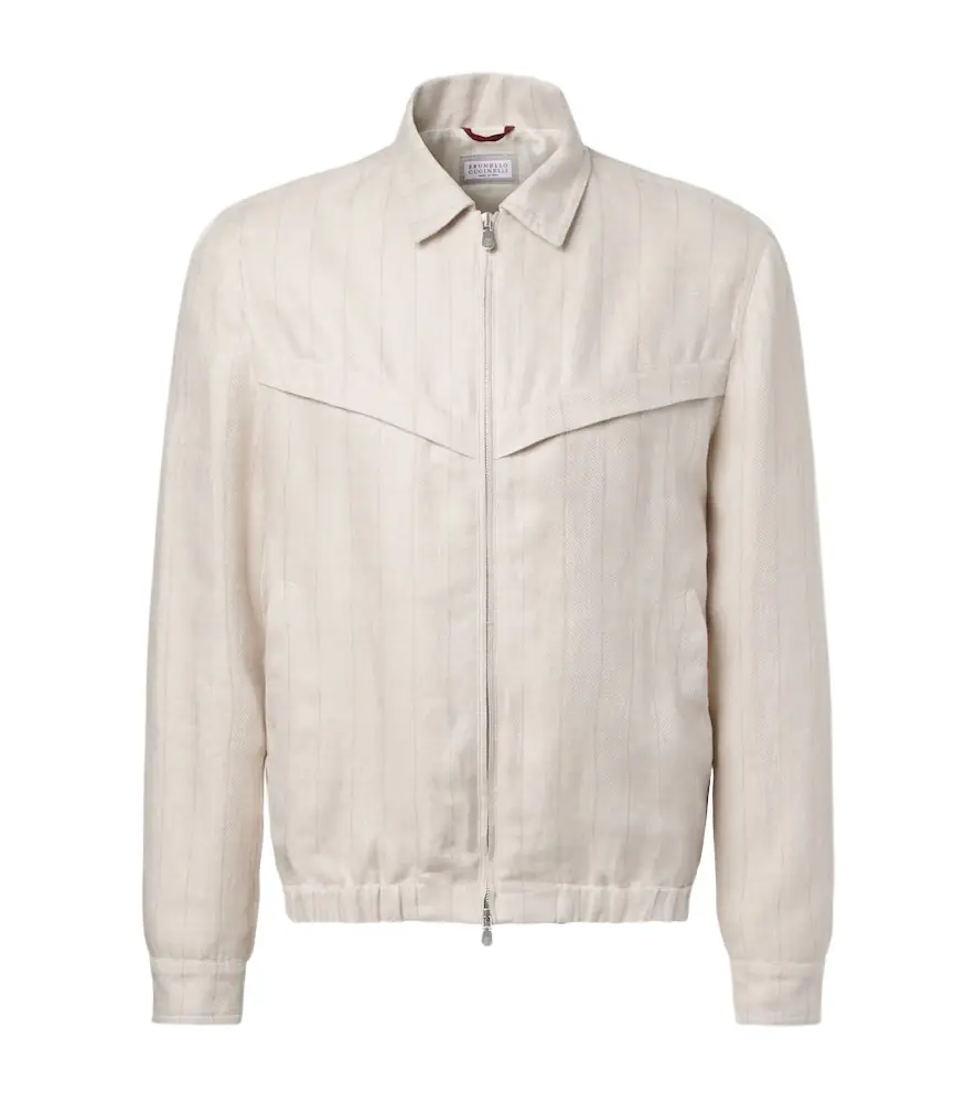 Brunello Cucinelli Striped linen blouson jacket