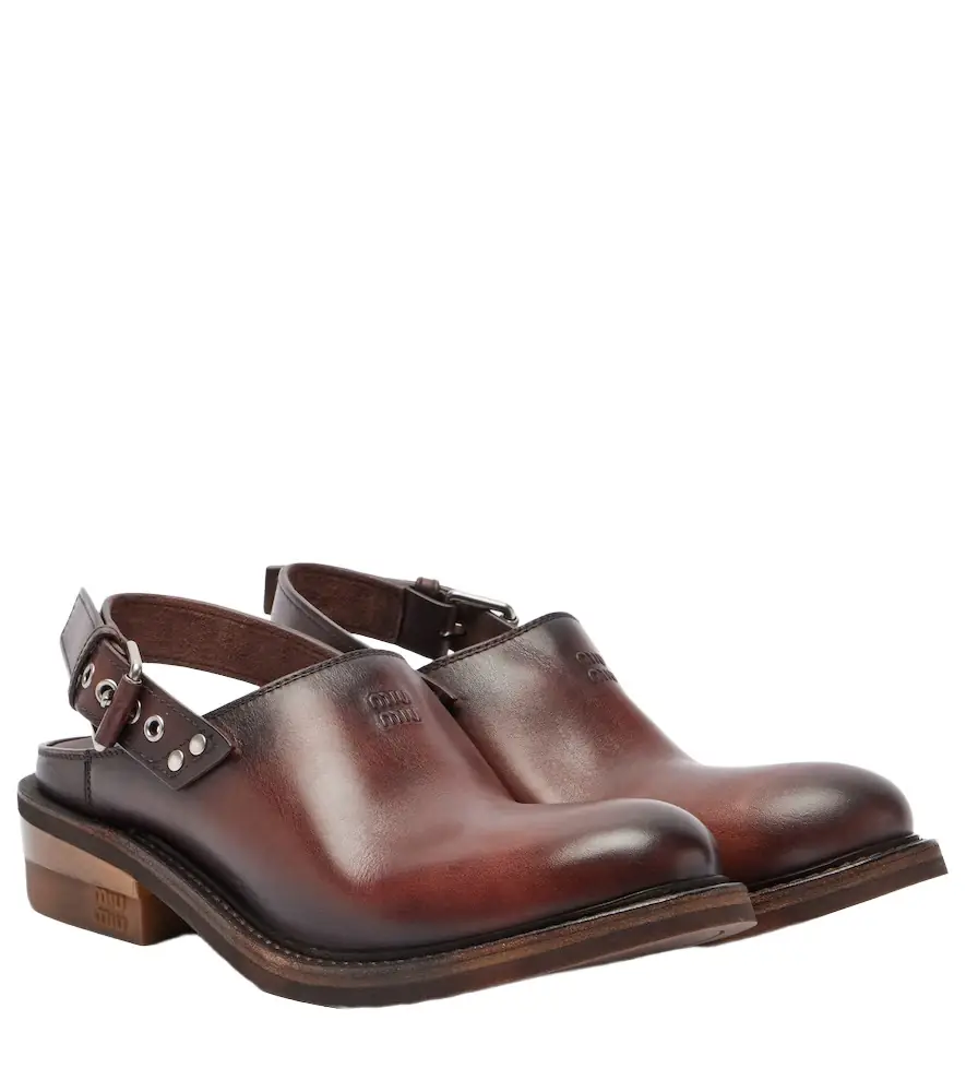Miu Miu Foule leather clogs
