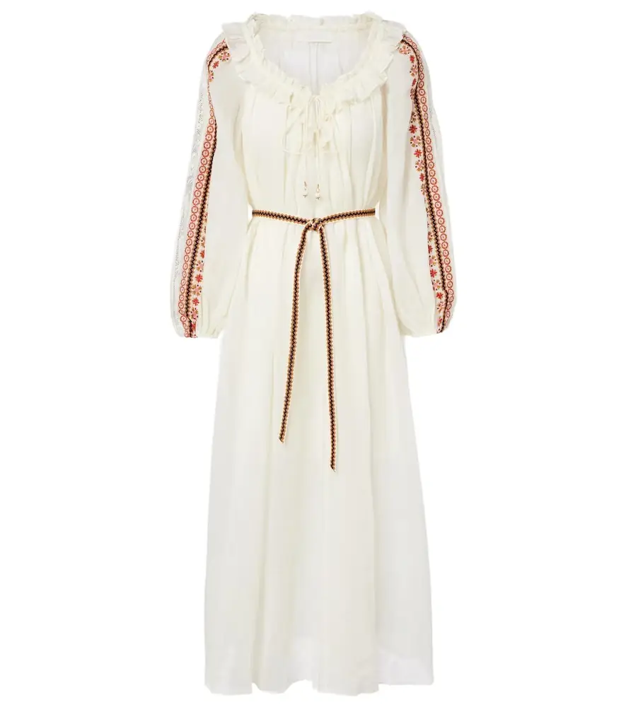 Zimmermann Aster embroidered ramie maxi dress
