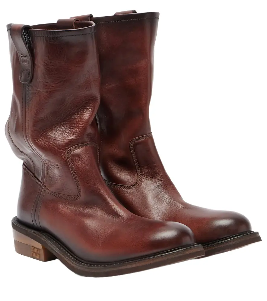 Miu Miu Foule leather ankle boots