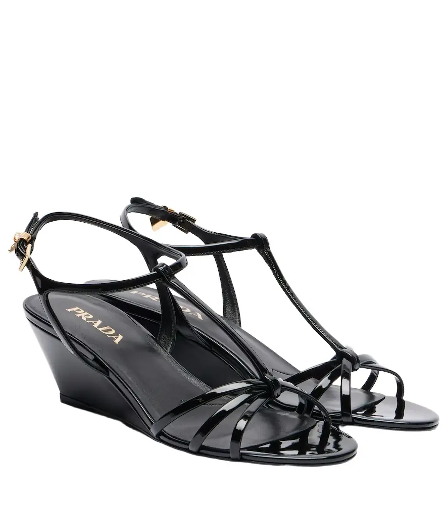 Prada Patent leather wedge sandals