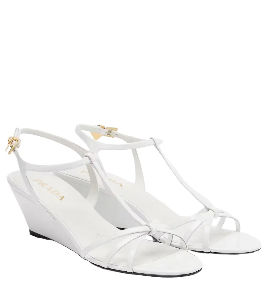 Prada Patent leather wedge sandals