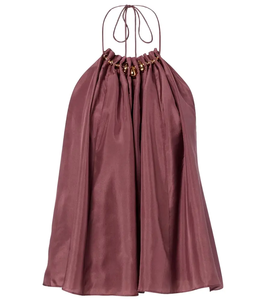 Zimmermann Aster beaded halterneck silk top