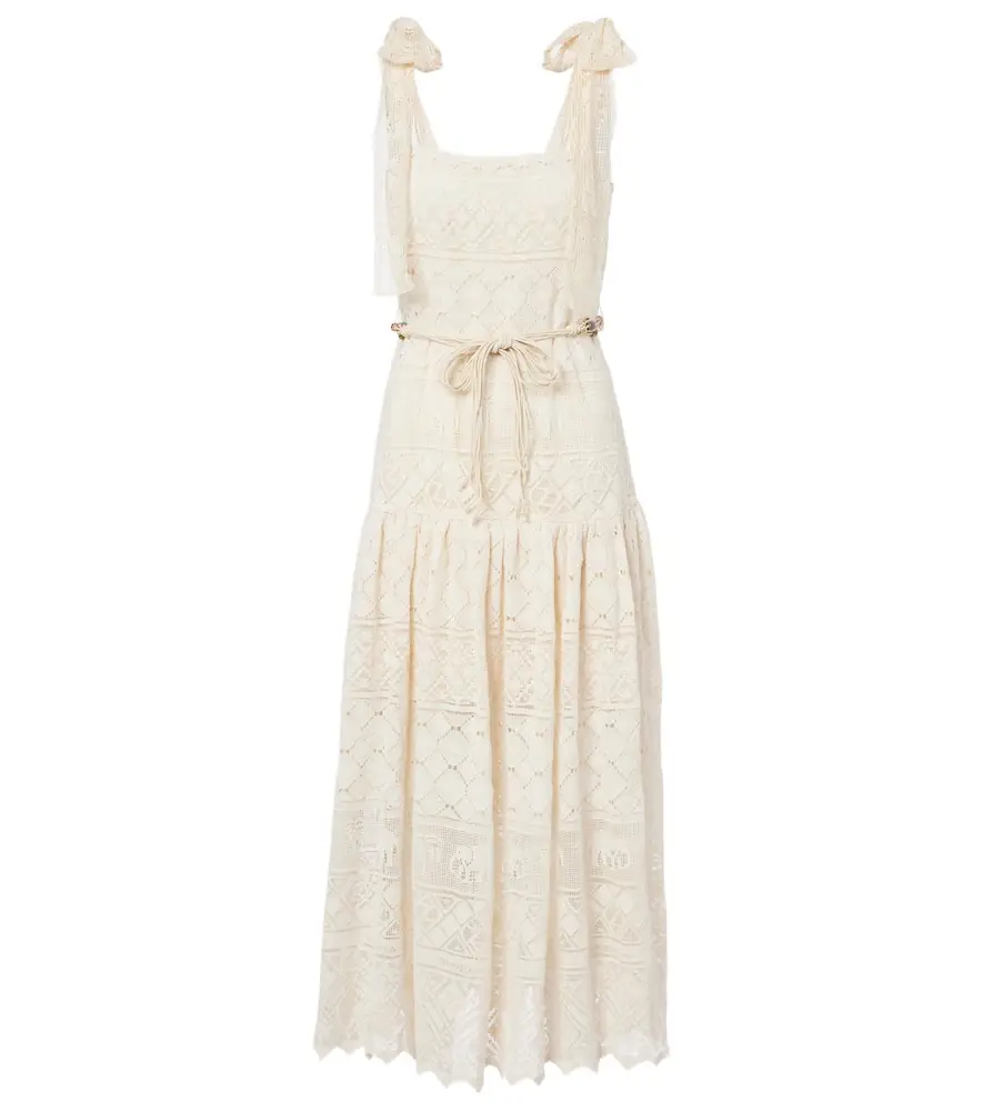 Zimmermann Indra belted cotton lace midi dress