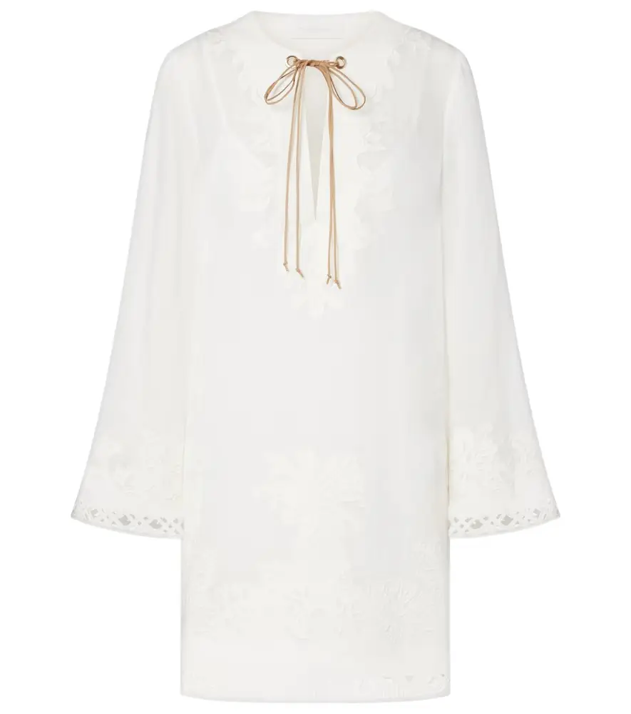 Zimmermann Indra embroidered ramie minidress