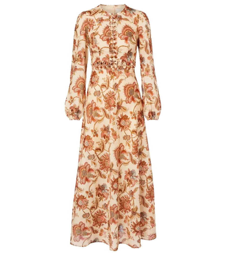 Zimmermann Aster beaded floral linen maxi dress
