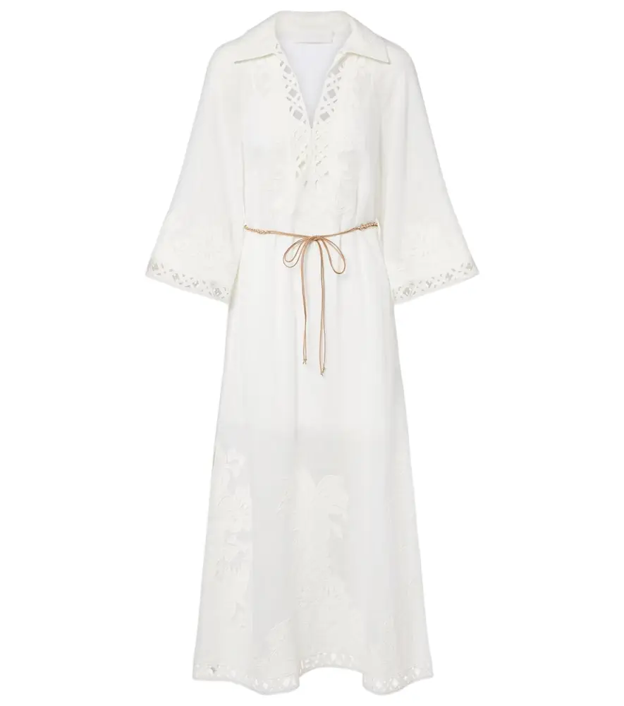 Zimmermann Indra embroidered ramie midi dress