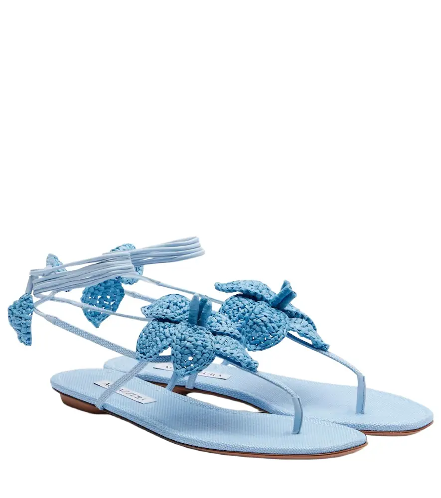 Aquazzura Calypso raffia thong sandals