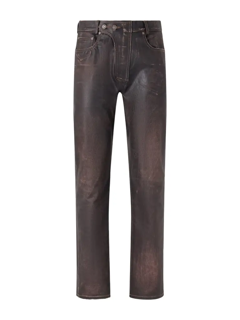 424 Moto Straight-Leg Leather Trousers - Men