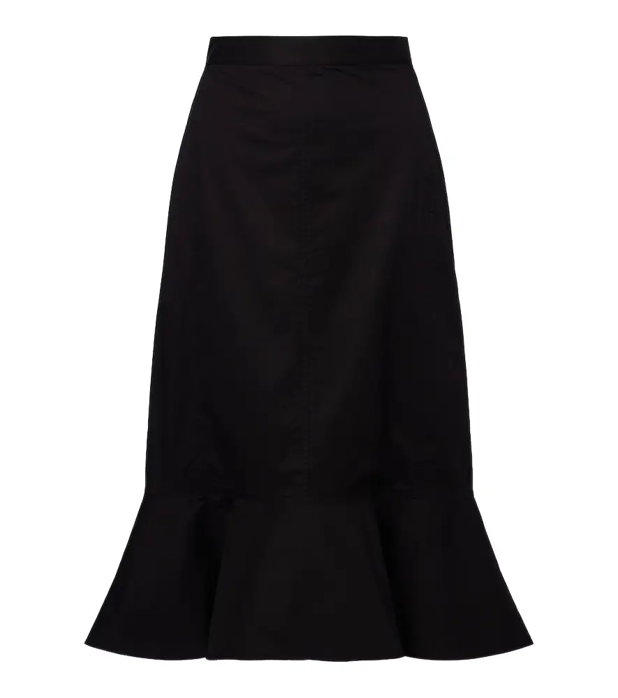 Plan C Ruffled cotton-blend poplin midi skirt