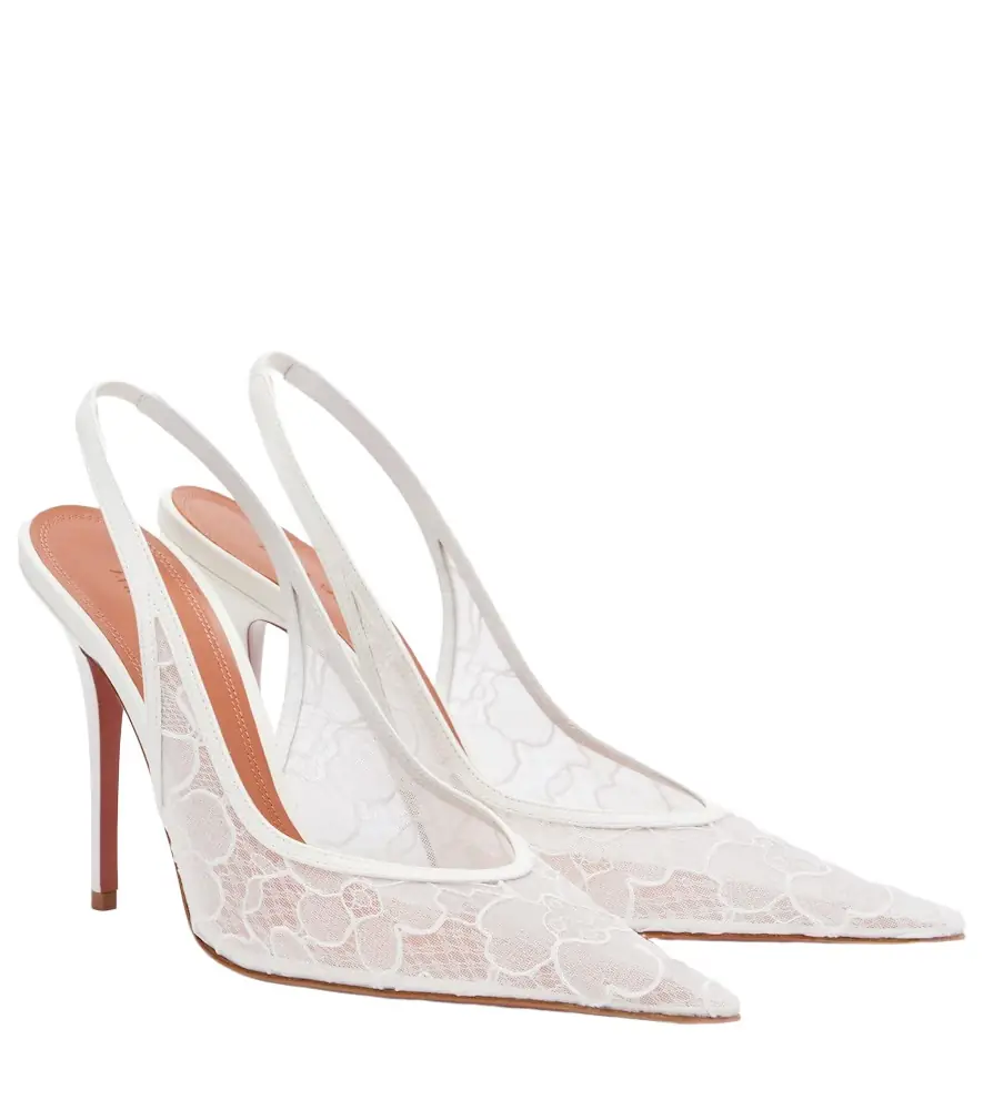 Amina Muaddi Anok lace slingback pumps