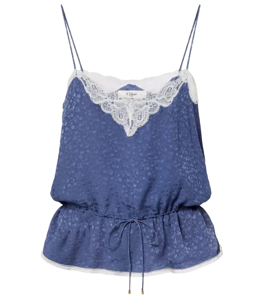 Chloe Chloé Lace-trimmed silk jacquard camisole