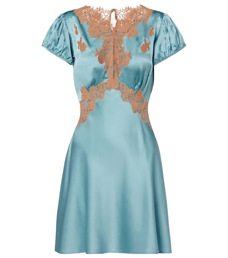 Doen Dôen Junia lace-trimmed silk satin minidress