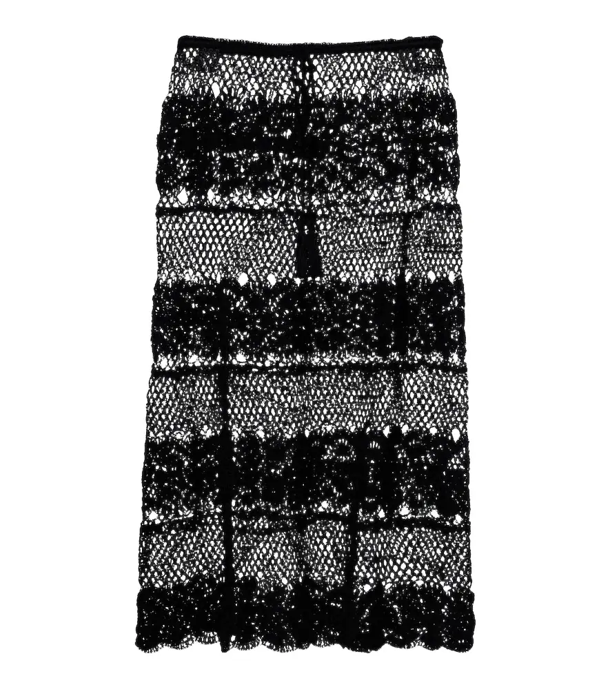 Anna Kosturova Filigree crochet cotton midi skirt