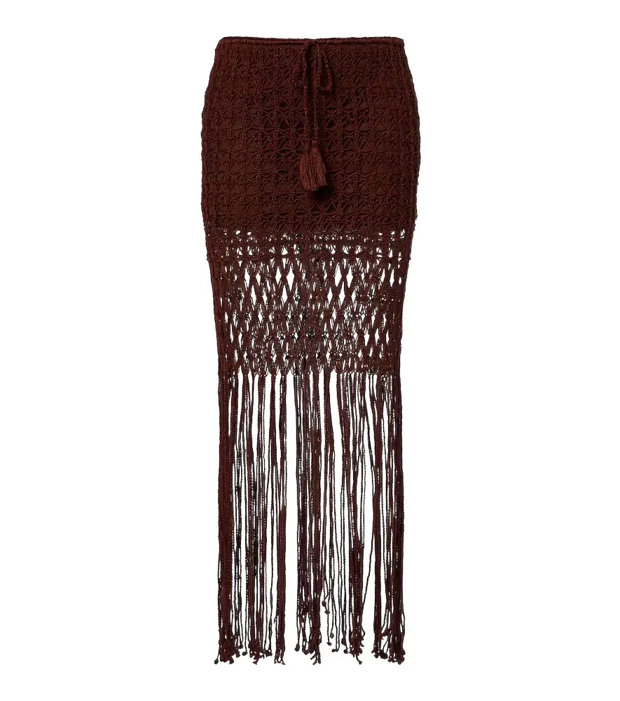 Anna Kosturova Crochet fringed cotton miniskirt