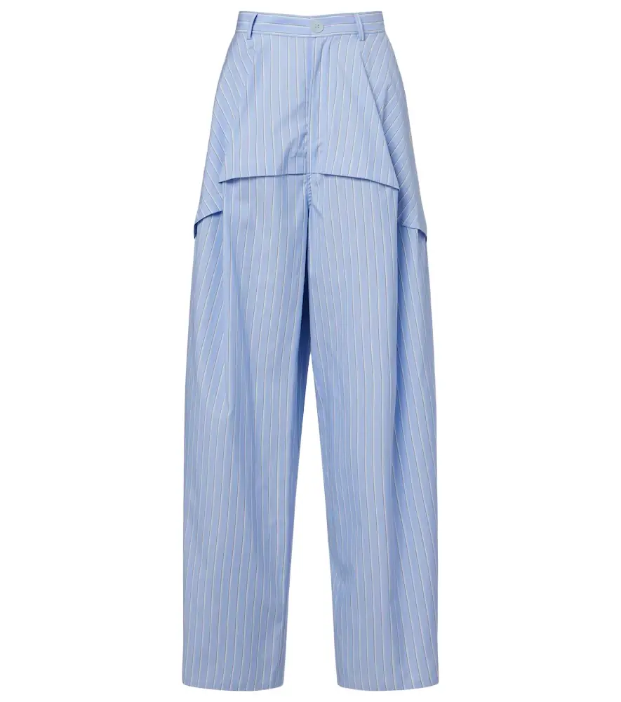 Paula's Ibiza striped cotton poplin wide-leg pants