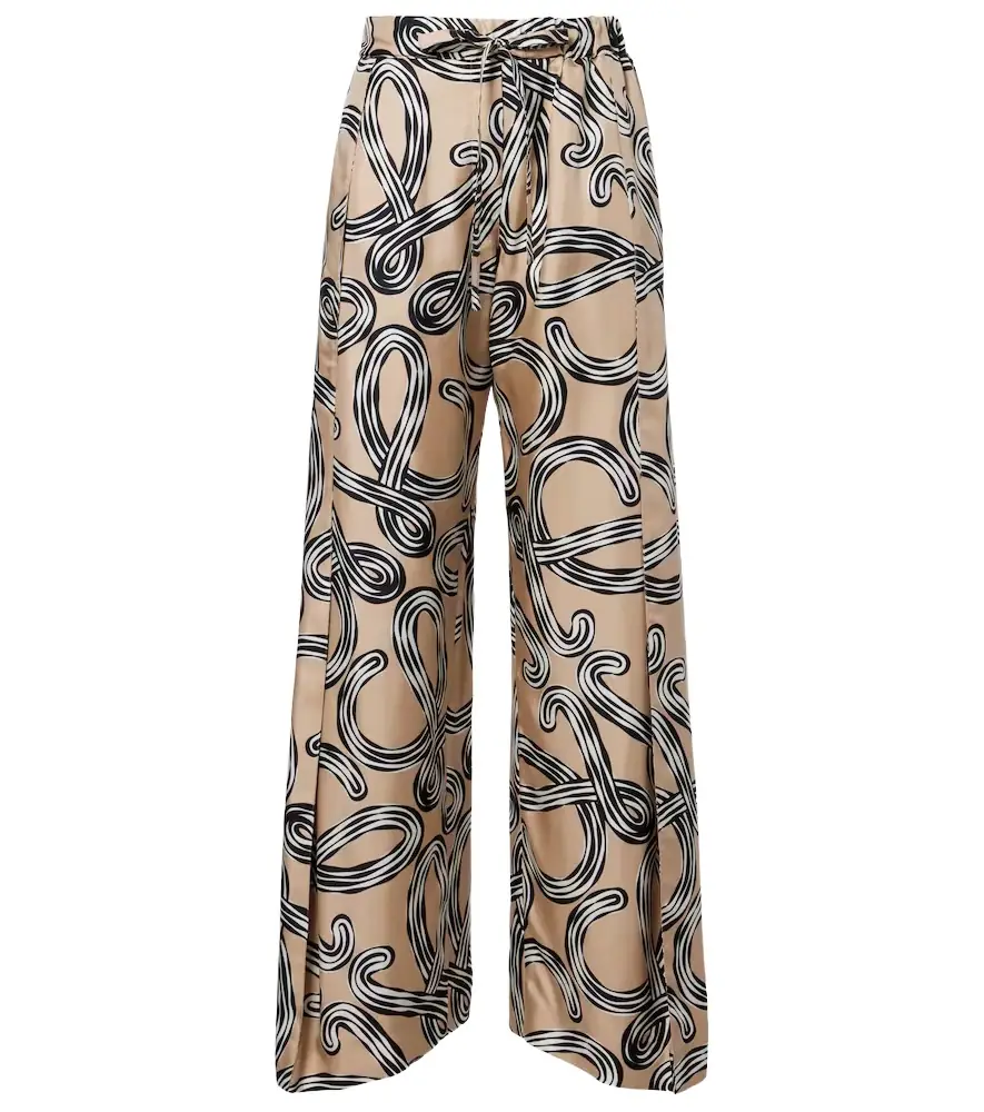 Loewe Paula's Ibiza Anagram silk wide-leg pants