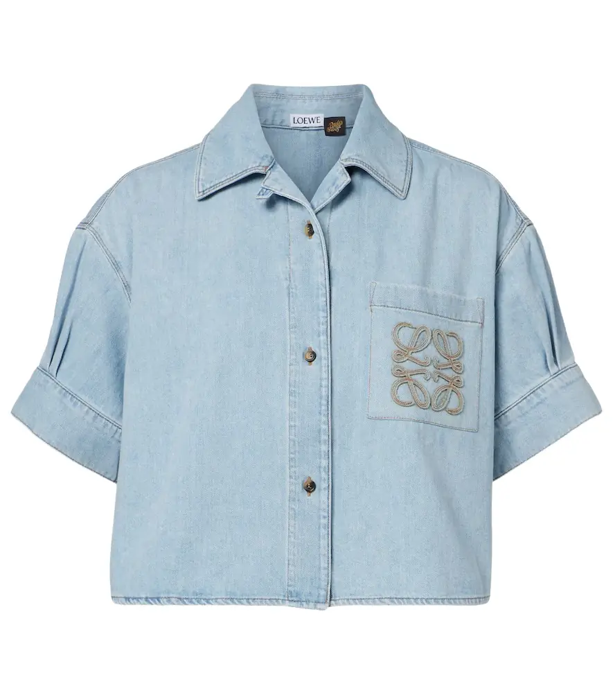 Paula's Ibiza Anagram cropped denim shirt