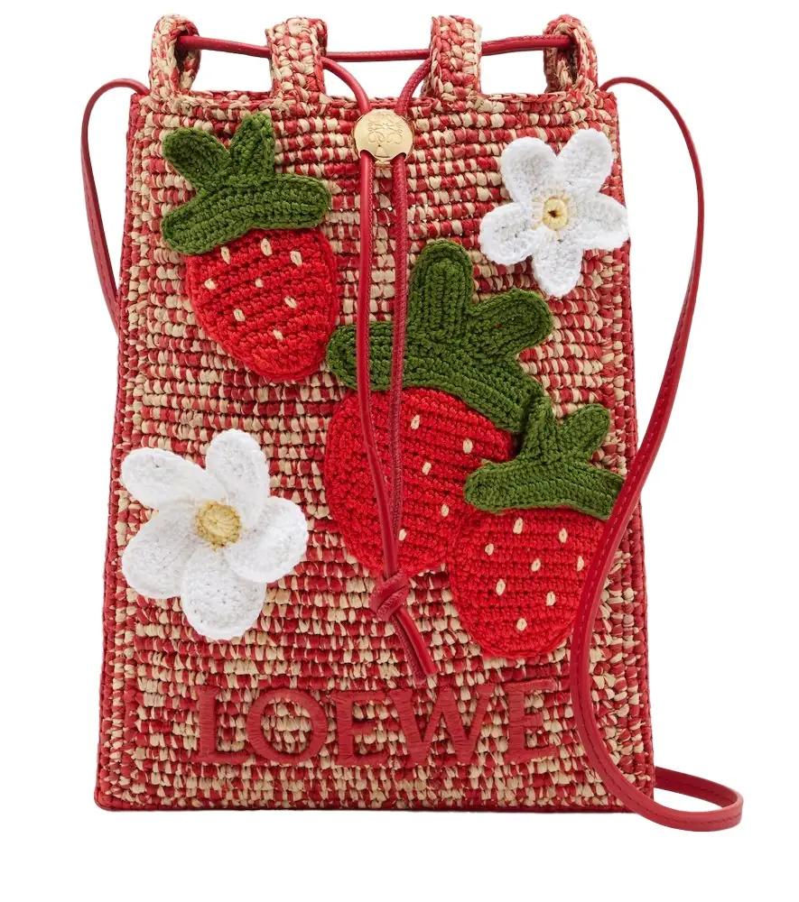 Loewe Paula's Ibiza raffia pouch with strap
