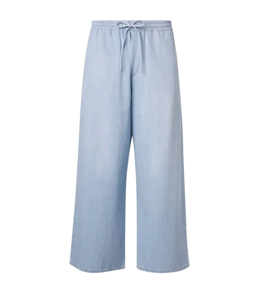 Loewe Paula's Ibiza Anagram denim cropped wide-leg pants