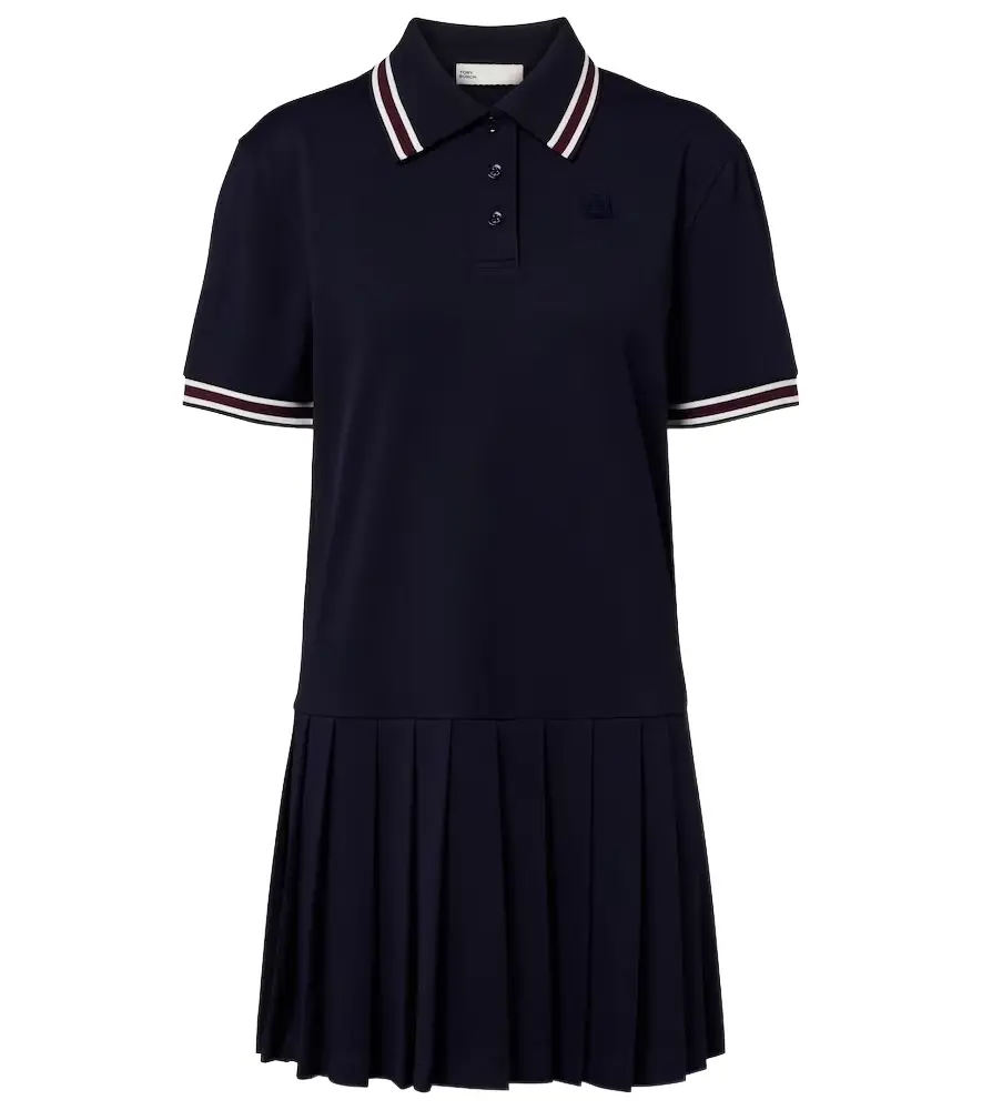 Tory Burch Striped pleated polo dress