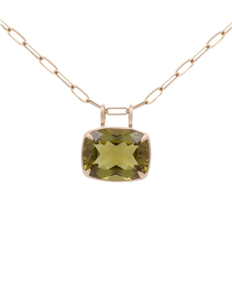 Wish Fine Jewelry 29.28ct Olive Quartz 18K Gold Statement Pendant