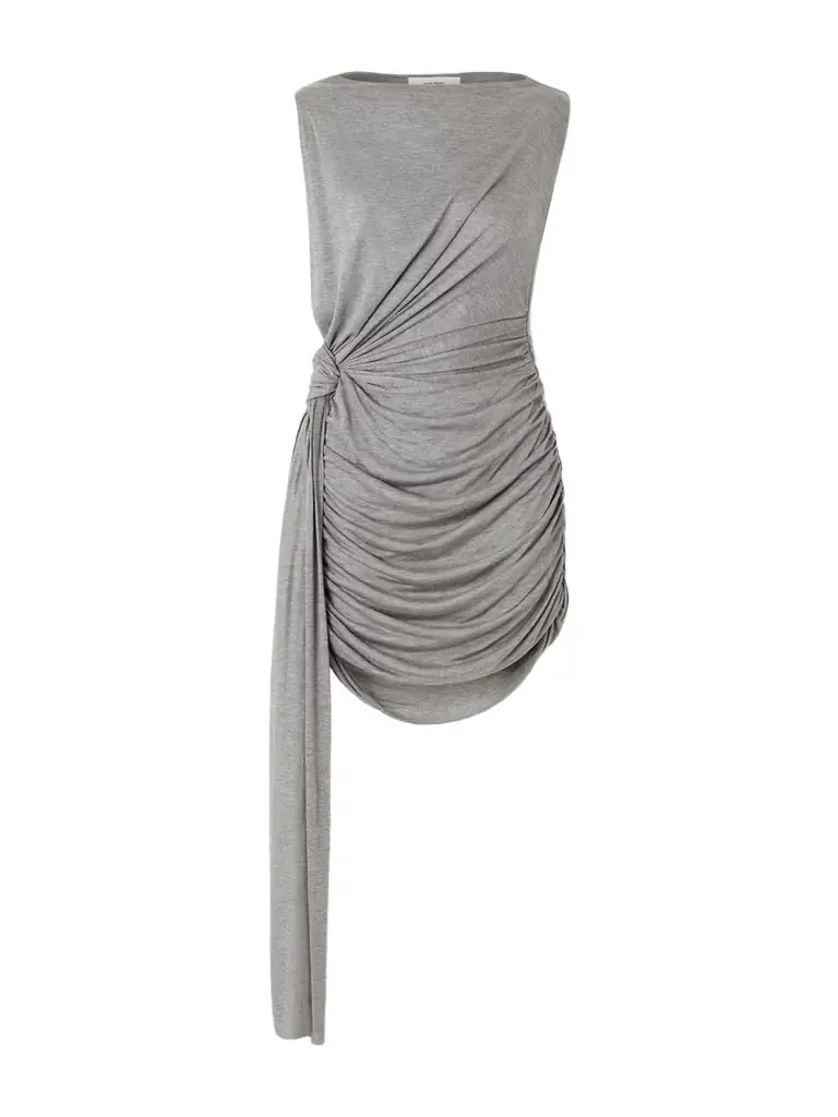 Alex Perry Knotted Draped Ruched Jersey Mini Dress