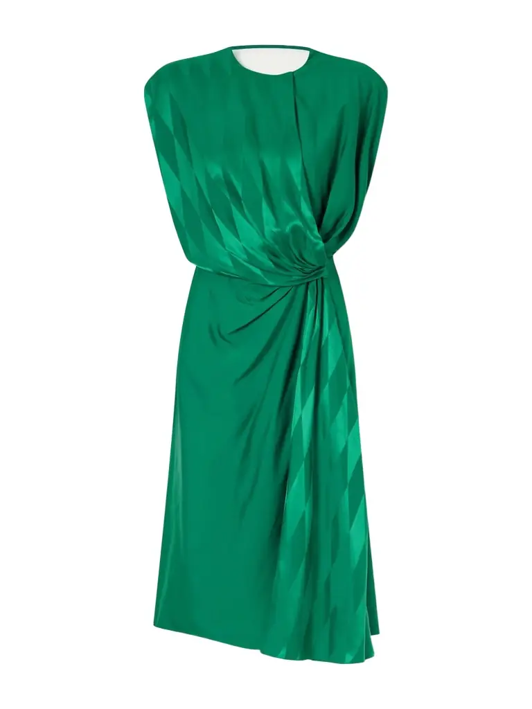 Versace Rhombuses Printed Jacquard-satin Midi Dress