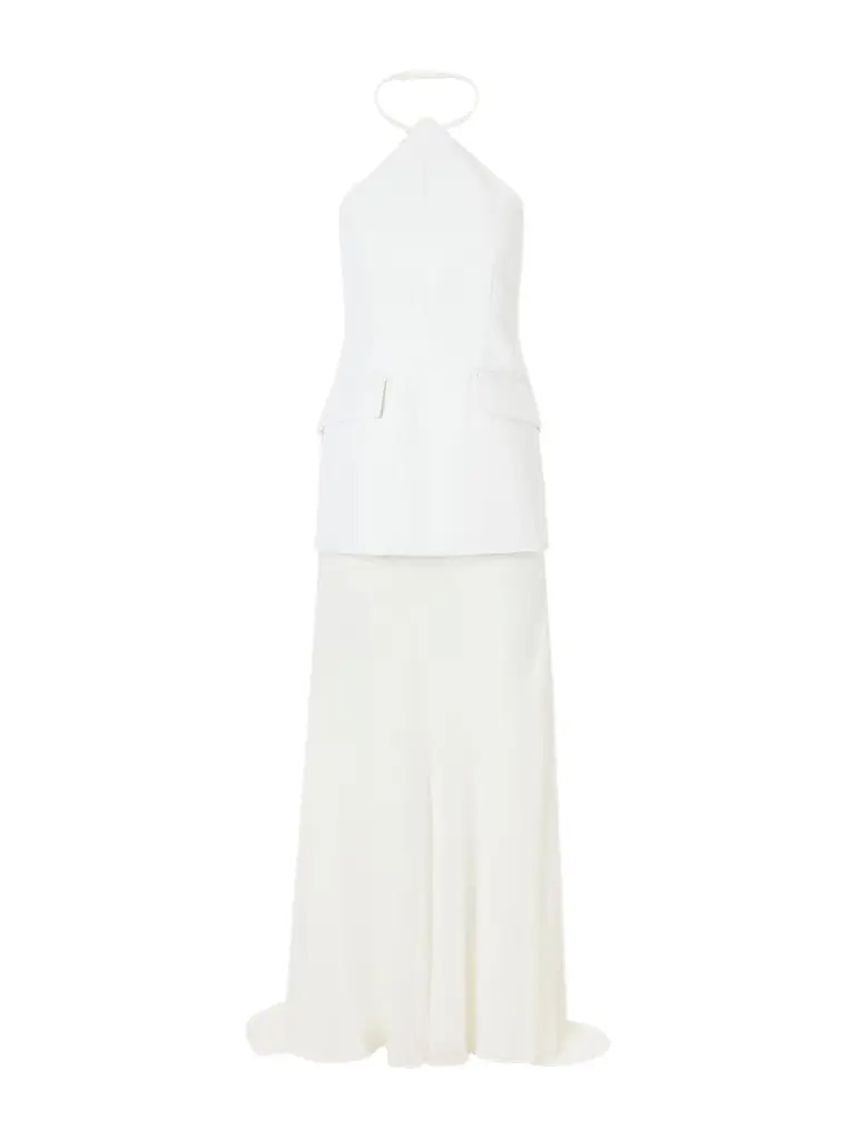 Sportmax Silk-blend Chiffon And Crepe Halterneck Maxi Dress