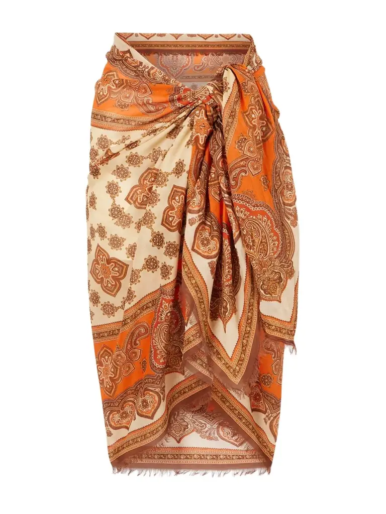 Zimmermann Frayed Printed Cotton Pareo