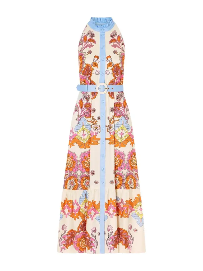 Borgo de Nor Biba Tiered Printed Cotton-poplin Maxi Dress