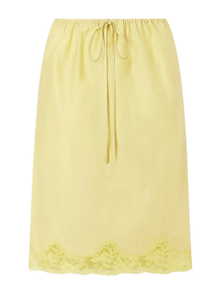 Saint Laurent Lace-trimmed Poplin Midi Skirt