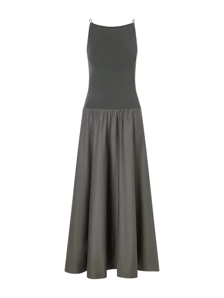 St. Agni Ribbed Jersey And Cotton-blend Poplin Midi Dress