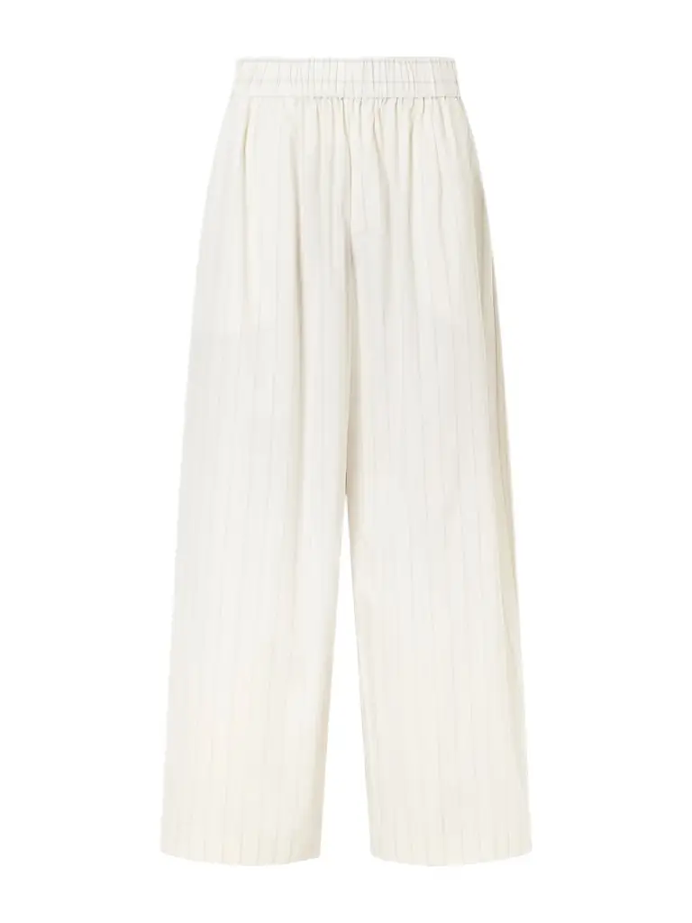 St. Agni Everyday Striped Cotton-blend Poplin Wide-leg Pants