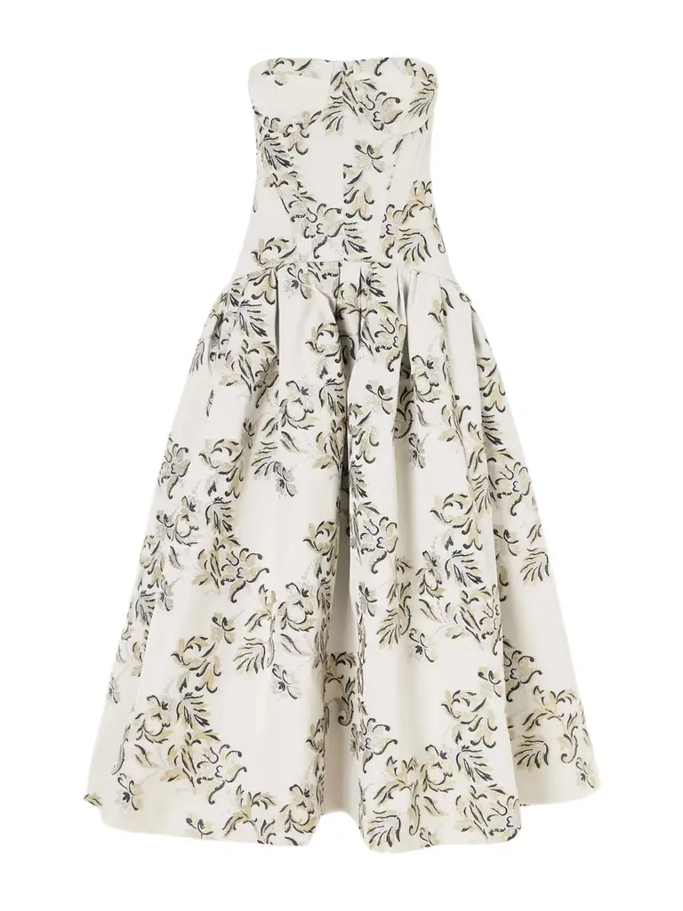 Carolina Herrera Strapless Metallic Floral-jacquard Gown