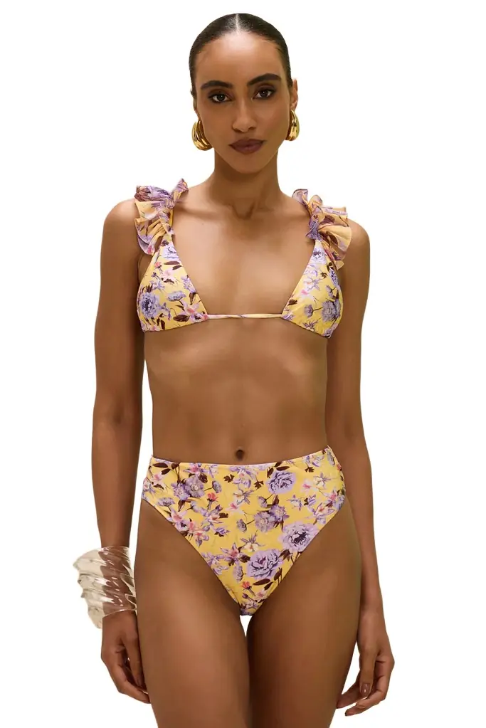 PatBo PEONY PRINT LYCRA HIGH WAIST BIKINI BOTTOM